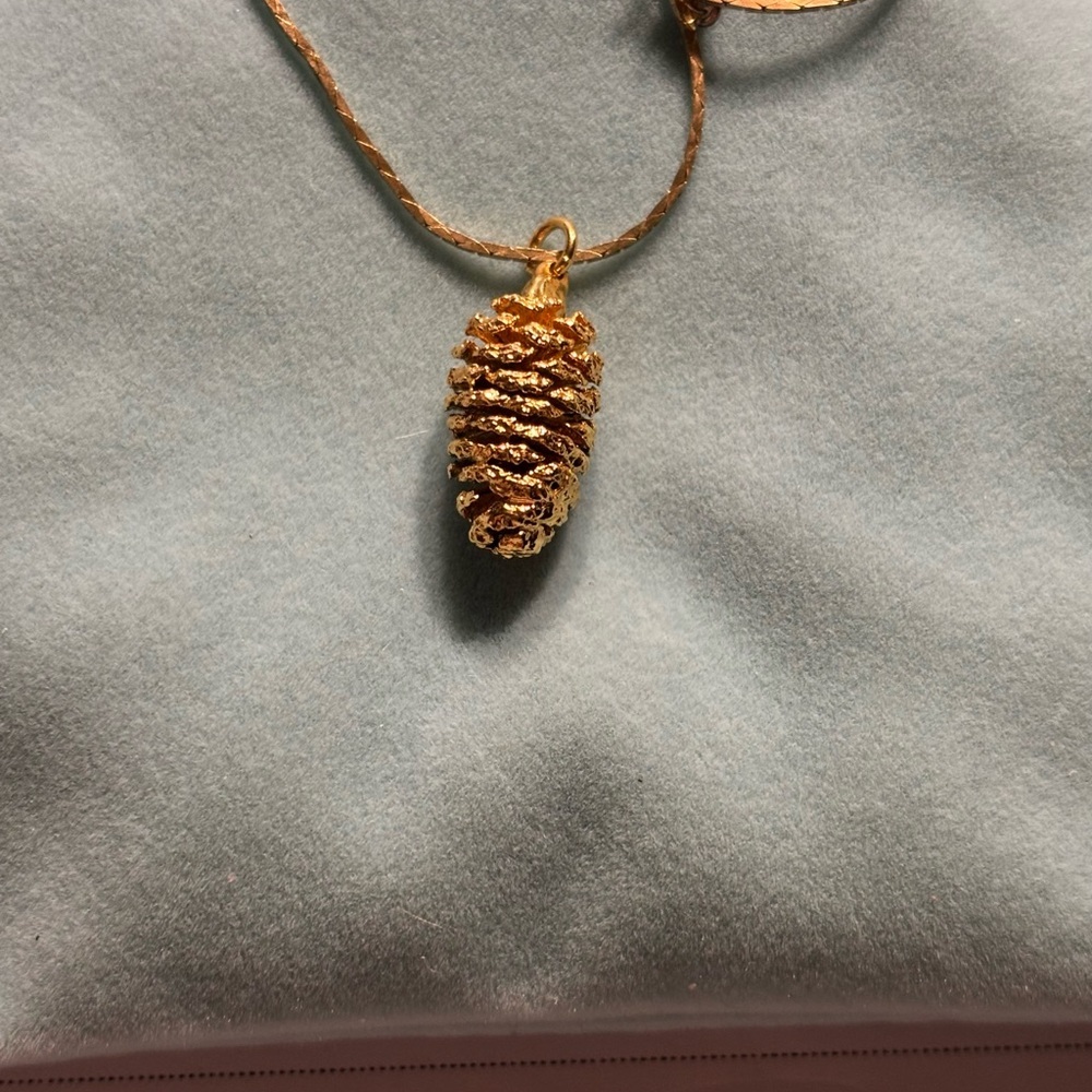 Gold Pinecone Pendant Necklace - Picture 2 of 3